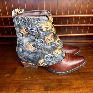 CrazycatZ Handmade Bohemian Boho Ankle Boots Steampunk 39 Straps